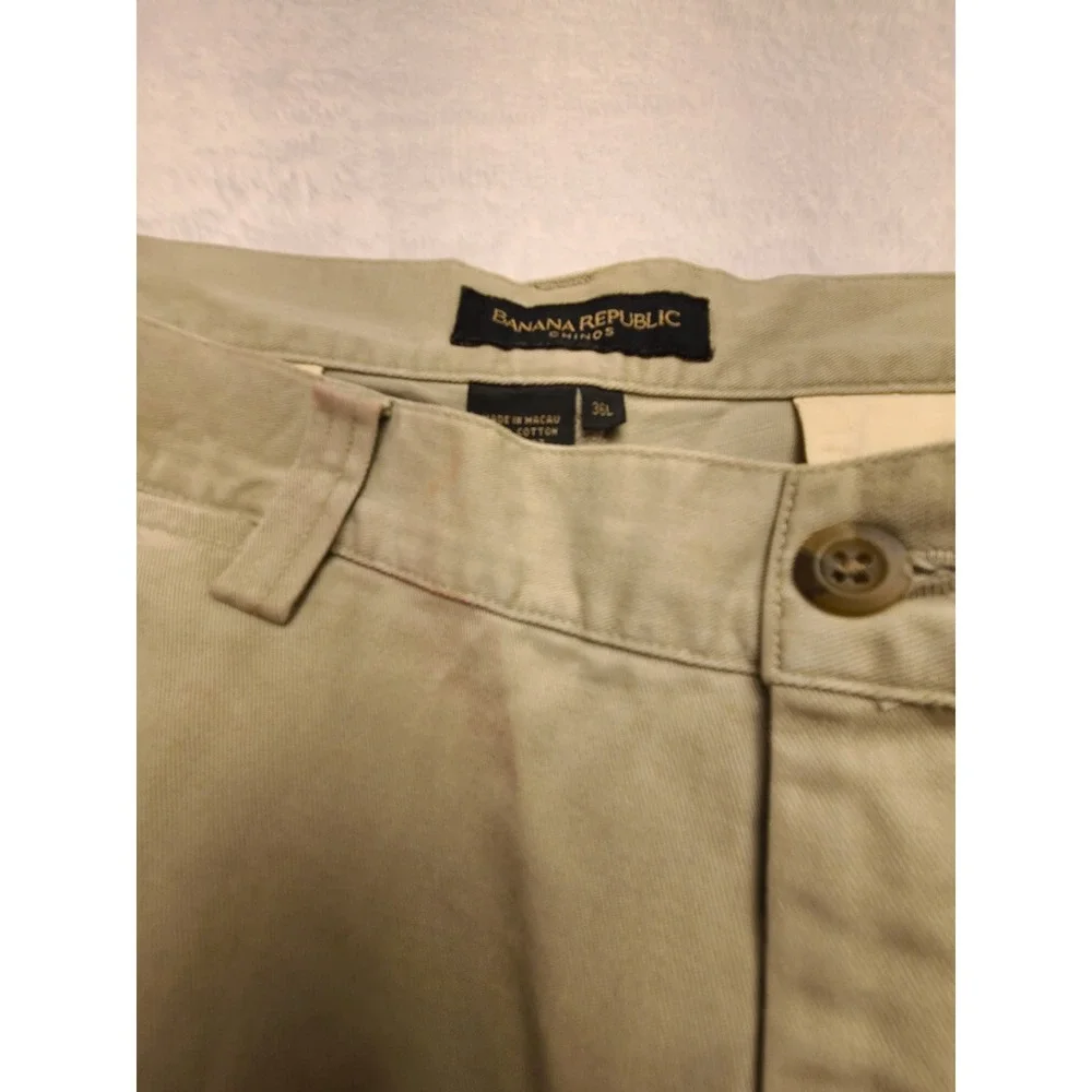 Banana Republic Chinos Men's 36x31 Khaki Tan 100% Cotton Flat Front Casual Pants